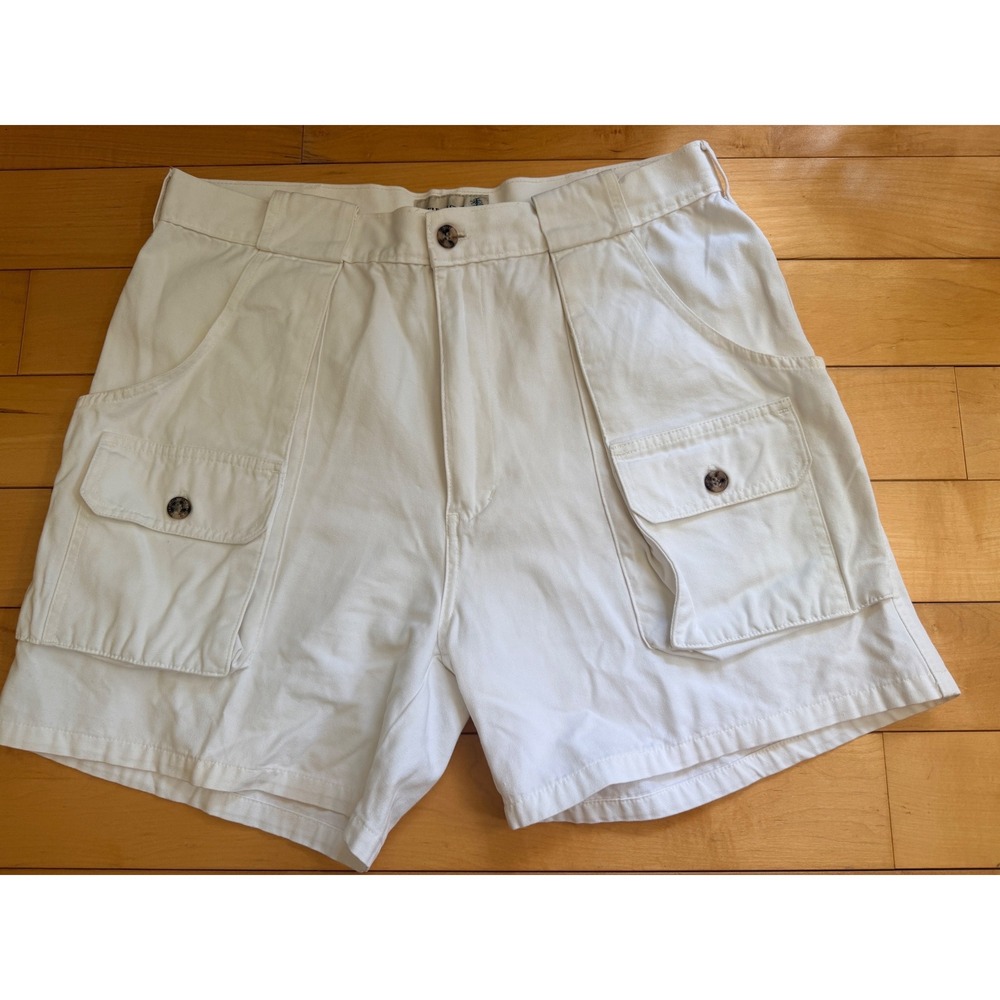 Fieldmaster Cargo Shorts Men 34 White Cotton Canvas Utility Gorpcore Outdoor